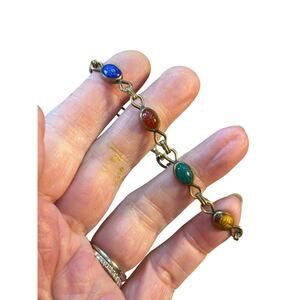 Vintage Scarab Bracelet 1/20 14K Gold Filled Carved Glass Egyptian Revival